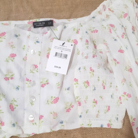 🦋 COTTON ON 🦋 NWT Size 10 Floral Boho Crop Top with stretch back - Picture 3 of 7